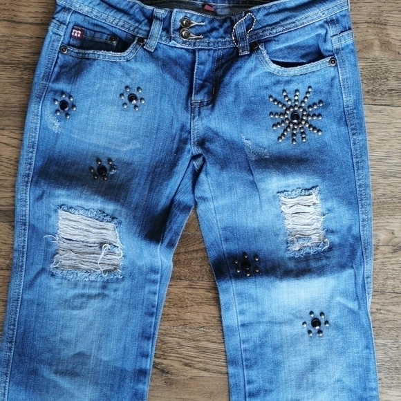 Moto UK Design Bohemian Distressed Studded Bootcut 25 - Picture 4 of 12